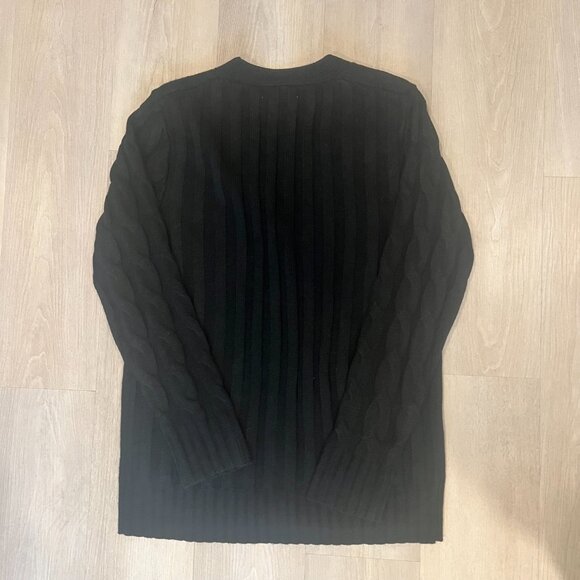 NWT UEU Womens Black Cable Knit Cardigan W/Pockets Sz XL Cozy Chunky Coastal - Picture 2 of 6